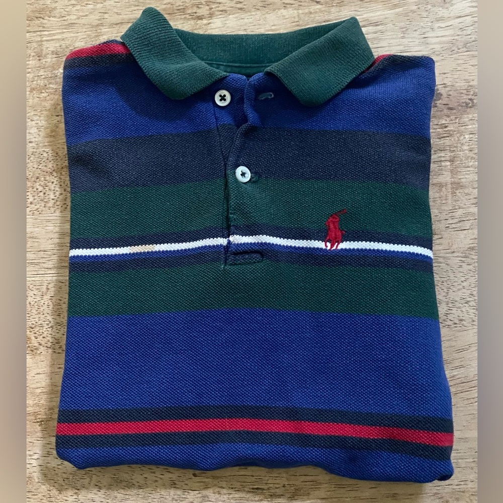 Vintage Polo Ralph Lauren‎ Boy’sSz 6 Striped Mesh Knit Polo Shirt